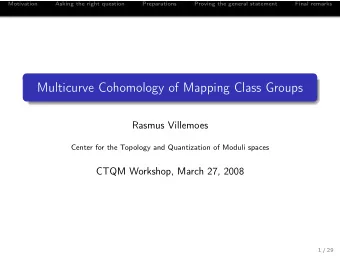 Multicurve Cohomology of Mapping Class Groups  Rasmus Villemoes  Center for the Topology and