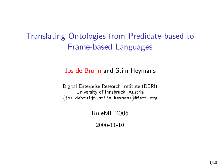 translating ontologies from predicate based to frame
