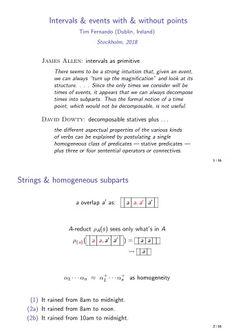 Intervals &amp; events with &amp; without points  Tim Fernando (Dublin, Ireland)  Stockholm, 2018
