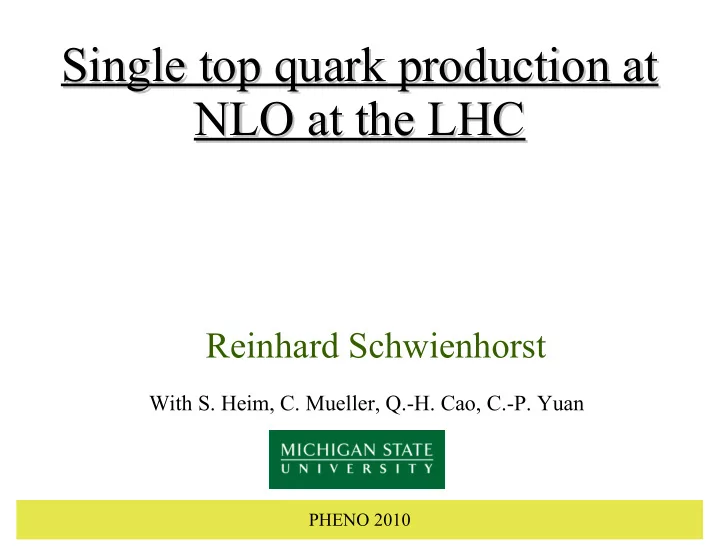 single top quark production at single top quark