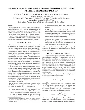 R&amp;D OF A GAS-FILLED RF BEAM PROFILE MONITOR FOR INTENSE NEUTRINO BEAM EXPERIMENTS  K.