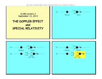 Alan Guth, The Doppler Effect and Special Relativity 8.286 Lecture 3, September 12, 2013, p. 1.
