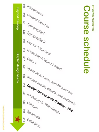 Course schedule  INTERFACE AESTHETICS  Beyond desktop  2/04  Beyond Desktop  2/11  Typography I