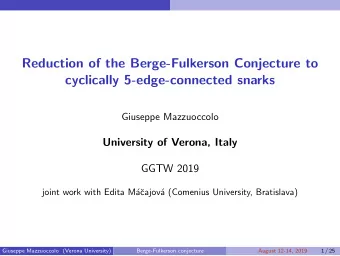 Reduction of the Berge-Fulkerson Conjecture to  cyclically 5-edge-connected snarks  Giuseppe