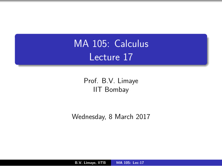ma 105 calculus lecture 17