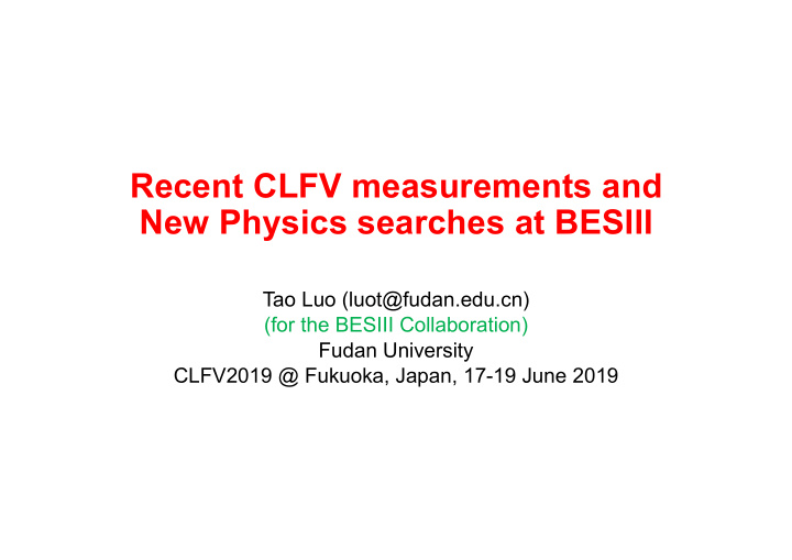 recent clfv measurements and new physics searches at