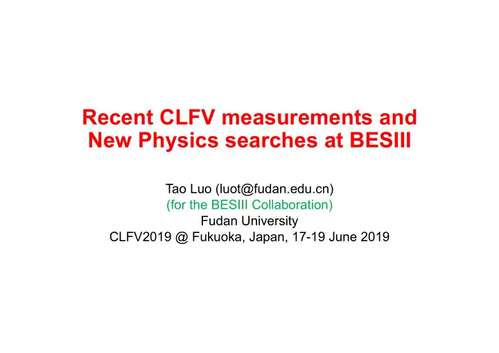 recent clfv measurements and new physics searches at
