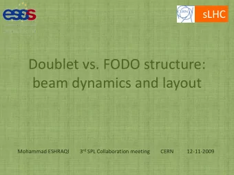 Doublet vs. FODO structure:  beam dynamics and layout Mohammad ESHRAQI        3 rd SPL