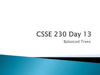 Balanced Trees  Displayable Binary Tree project was due 8 AM  Written Assignment 5 due Friday