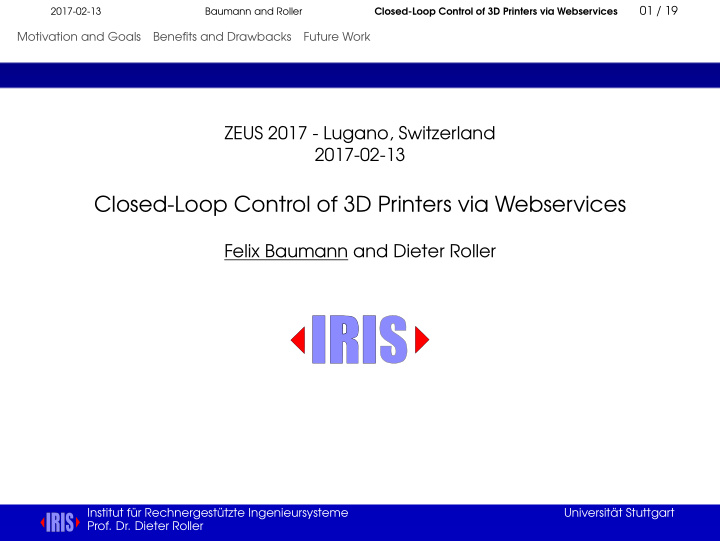 closed loop control of 3d printers via webservices