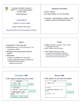Reading This Week  CPSC 111,  Intro to Computation  Jan-Apr 2006  Chap 3 (today)  Re-read