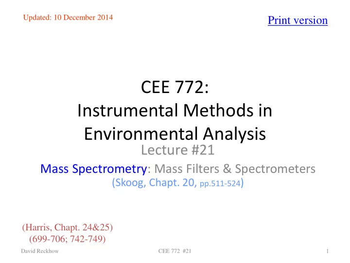 cee 772 instrumental methods in environmental analysis