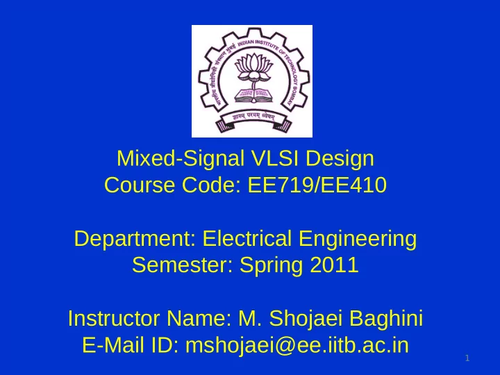 mixed signal vlsi design course code ee719 ee410