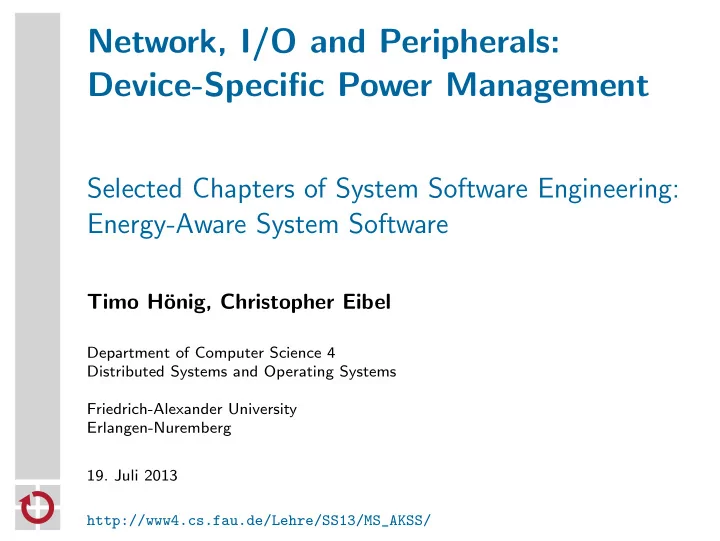 network i o and peripherals device specific power