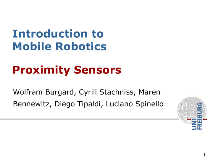 introduction to mobile robotics proximity sensors