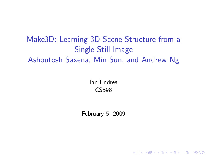 make3d learning 3d scene structure from a single still