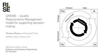 QREME  Quality  Strategic  Requirements Management  model for supporting decision-  making