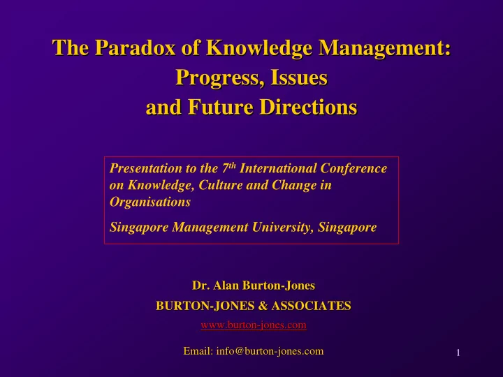 the paradox of knowledge management the paradox of