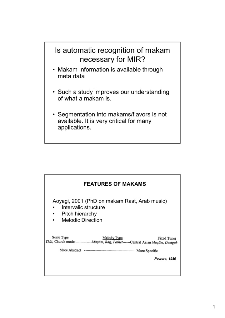 is automatic recognition of makam necessary for mir