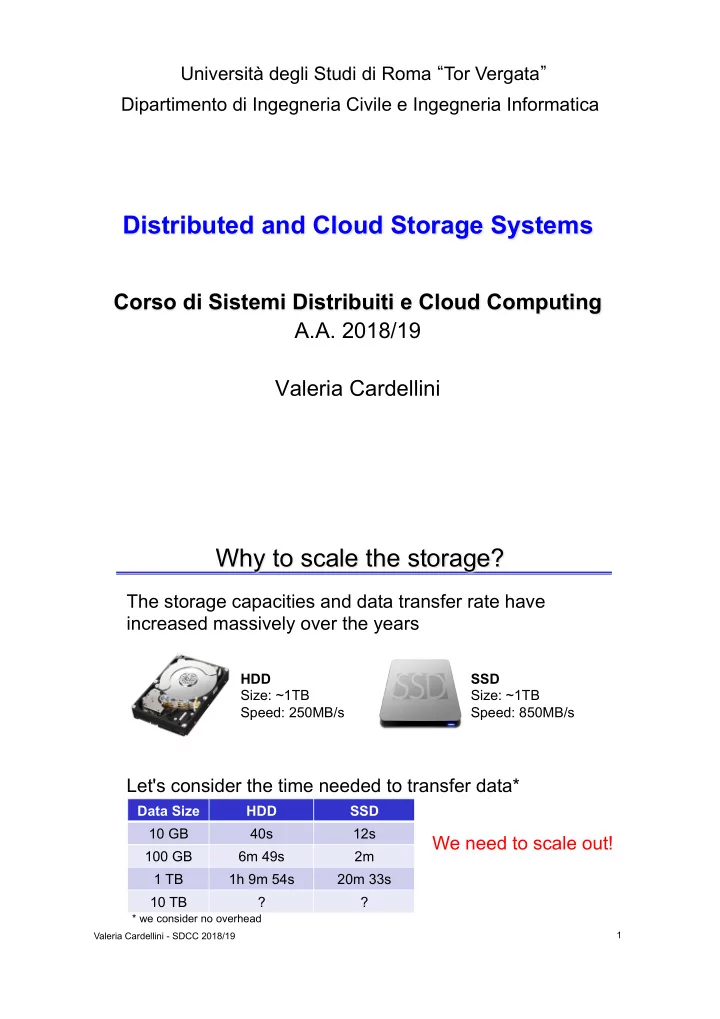 distributed and cloud storage systems