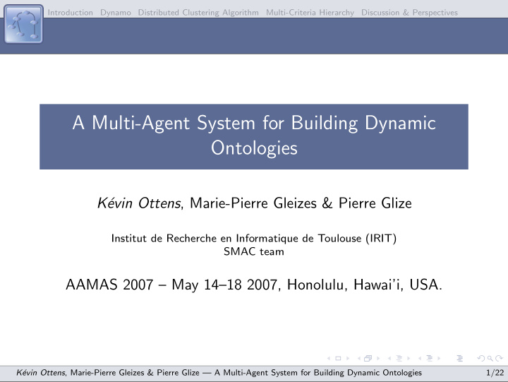 a multi agent system for building dynamic ontologies