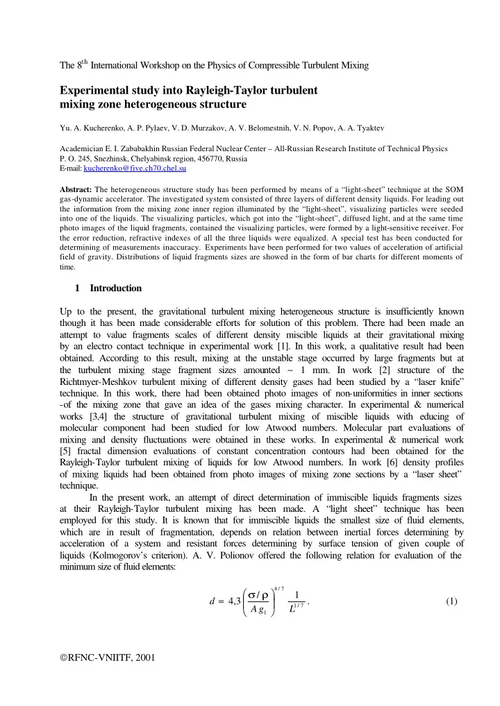 the 8 th international workshop on the physics of