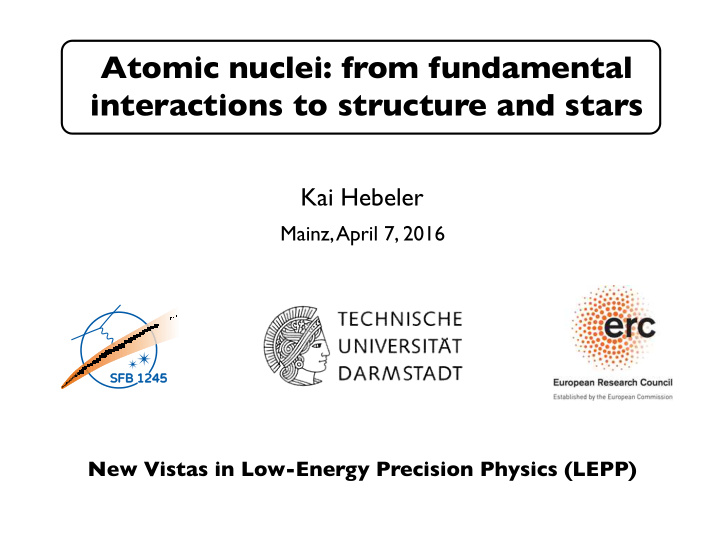 atomic nuclei from fundamental interactions to structure