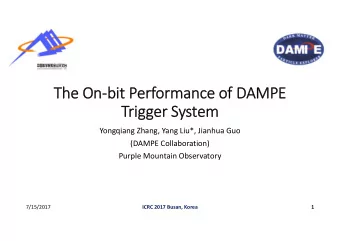 The The On On  bi bit Pe Performance of of DA  DAMP MPE  Tr Trigger Syst System Yongqiang Zhang,