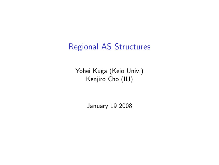 regional as structures