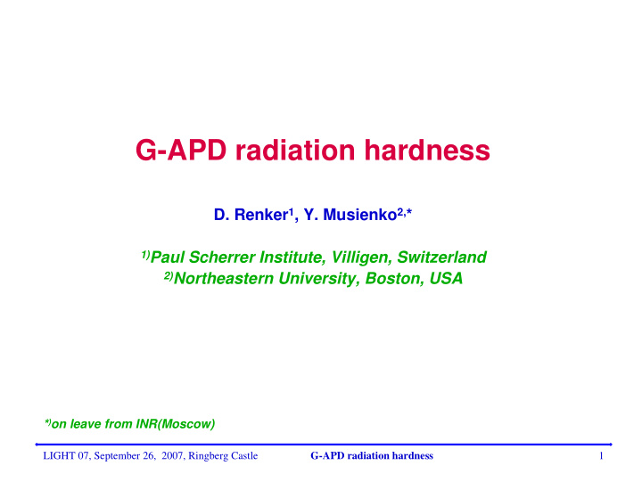 g apd radiation hardness