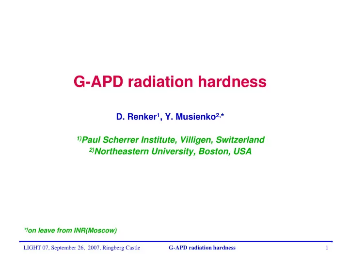g apd radiation hardness