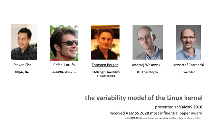 the variability model of the linux kernel