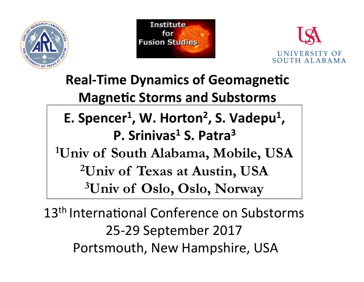 real time dynamics of geomagne3c magne3c storms and