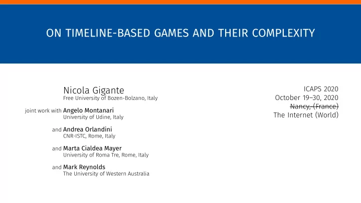 on timeline based games and their complexity