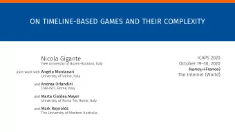 ON TIMELINE-BASED GAMES AND THEIR COMPLEXITY  Nicola Gigante  ICAPS 2020  October 1930, 2020