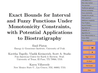 Exact Bounds for Interval  Towards the precise . . .  Other practical . . .  and Fuzzy Functions