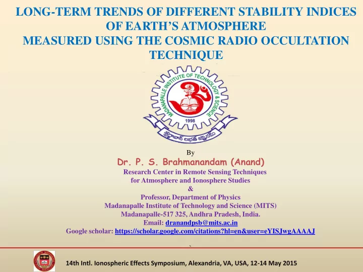 long term trends of different stability indices of earth