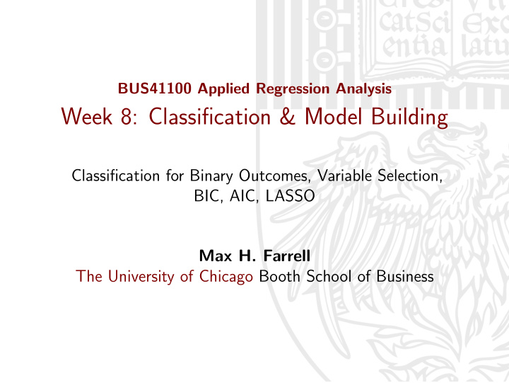 week 8 classification model building