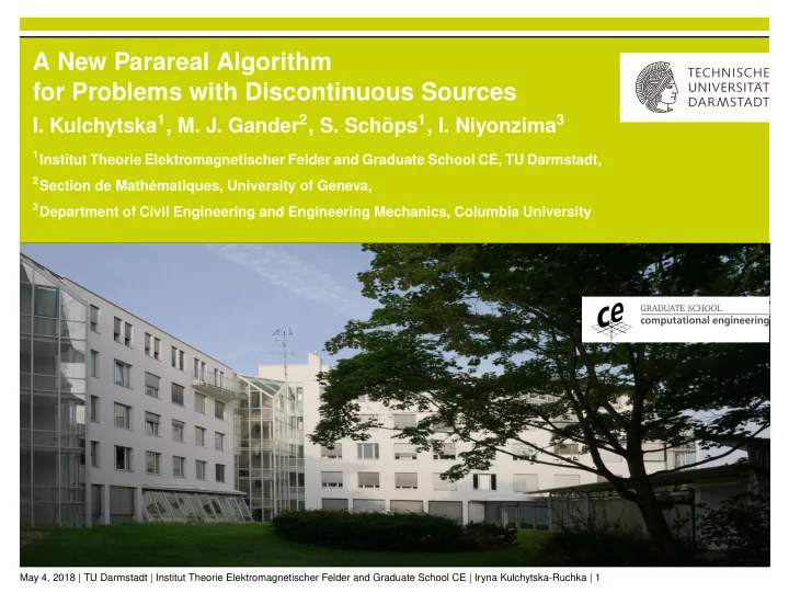 a new parareal algorithm for problems with discontinuous
