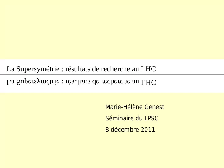 la supersym trie r sultats de recherche au lhc