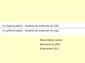 La Supersymtrie : rsultats de recherche au LHC  Marie-Hlne Genest  Sminaire du LPSC  8
