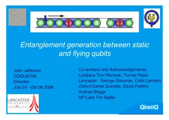Entanglement generation between static  and flying qubits Co-workers and Acknowledgements :  John