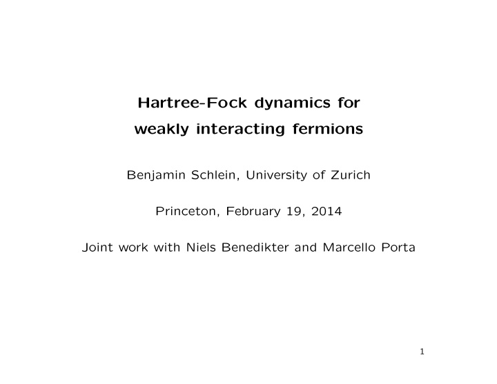 hartree fock dynamics for weakly interacting fermions