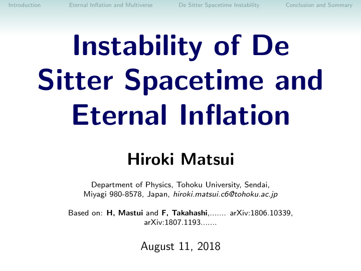 instability of de sitter spacetime and eternal inflation