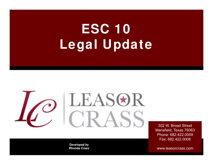 esc 10 legal update