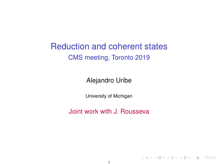 reduction and coherent states