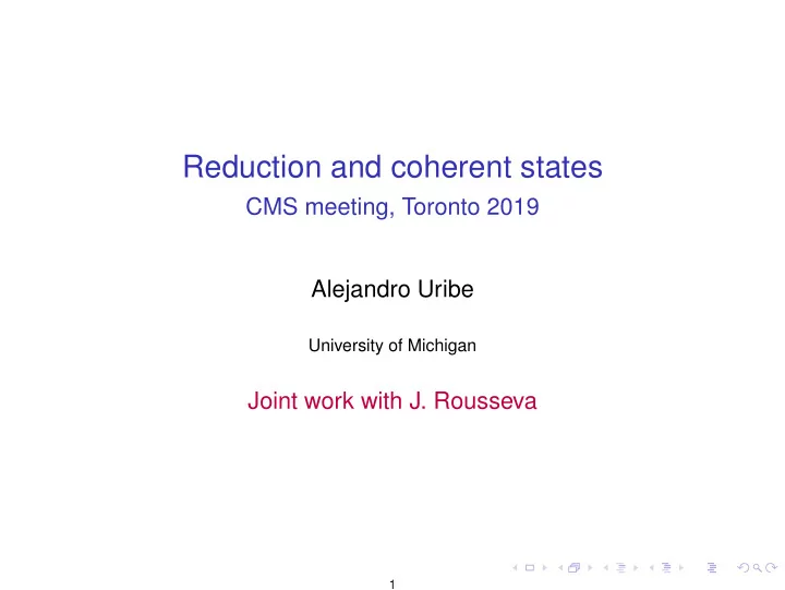 reduction and coherent states