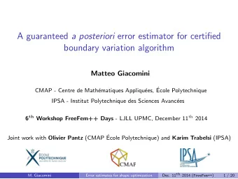 A guaranteed a posteriori error estimator for certified  boundary variation algorithm  Matteo