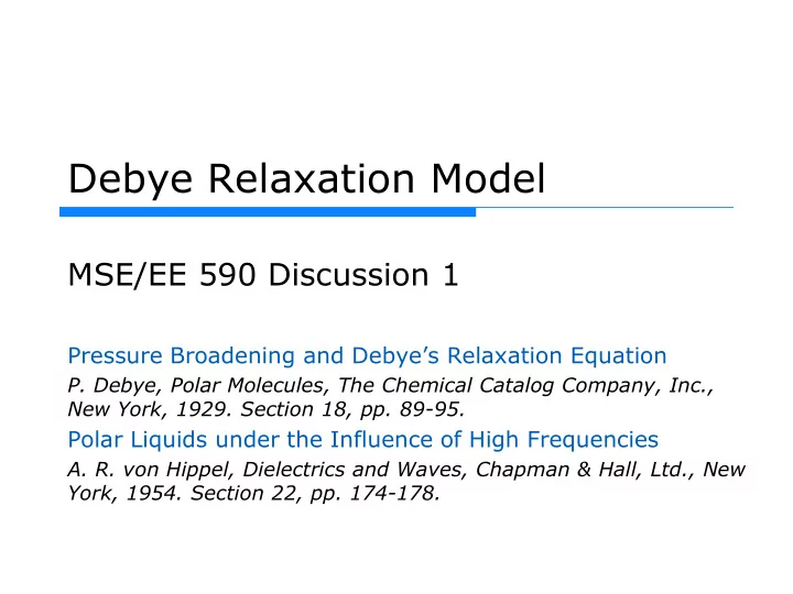debye relaxation model