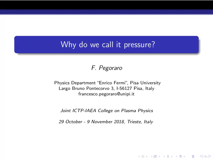 why do we call it pressure